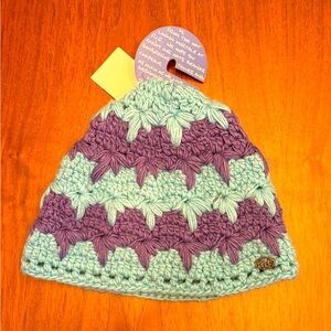 FUR Purple and Blue Crochet Beanie